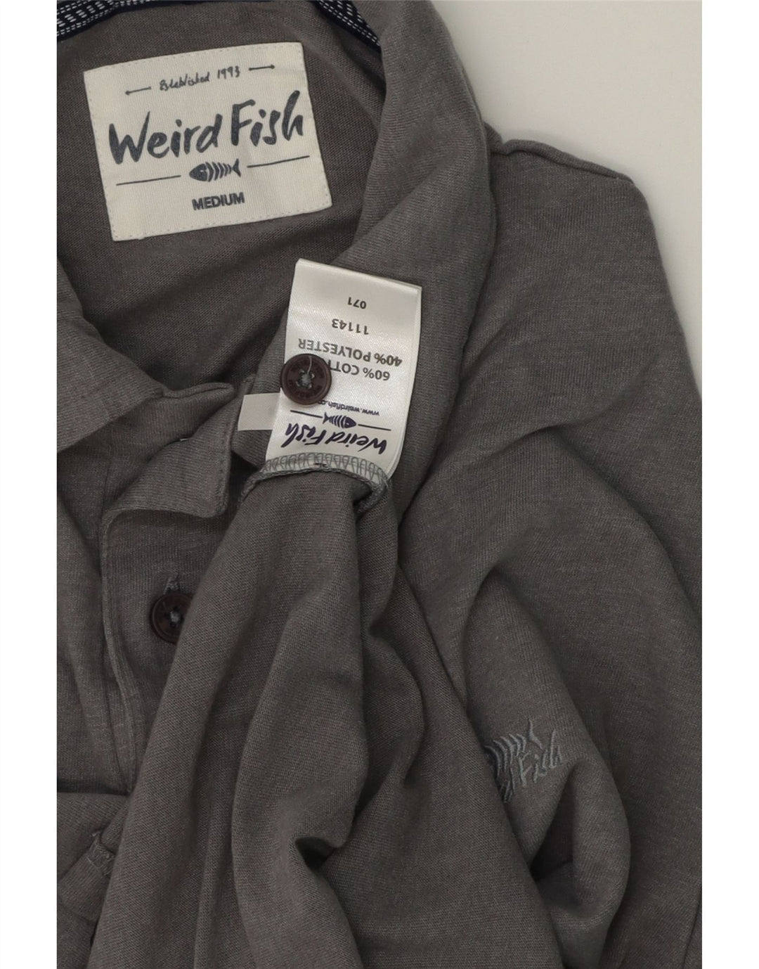 Weird Fish Herren-Poloshirt aus mittelgrauer Baumwolle