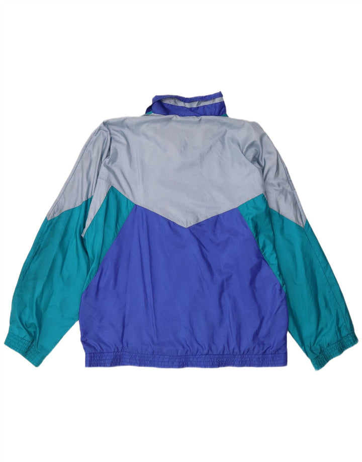 Leopard Herren-Trainingsanzugoberteil, UK-Größe 42/44, großes blaues Colourblock-Nylon