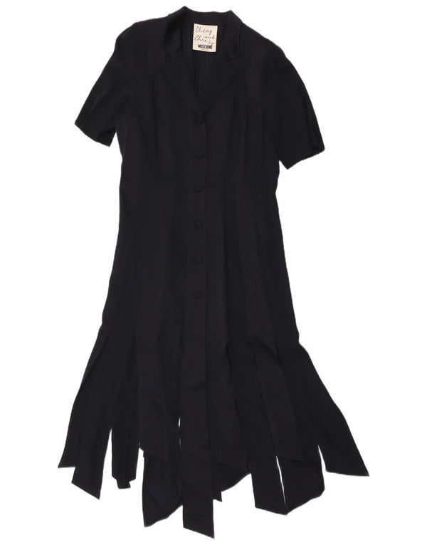 Moschino Damen Kurzarm-Hemdkleid UK 16 Large Marineblau Klassisch