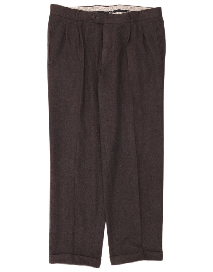 Hugo Boss Herren-Anzughose mit Pegged-Anzug, W36, L30, graue Schurwolle