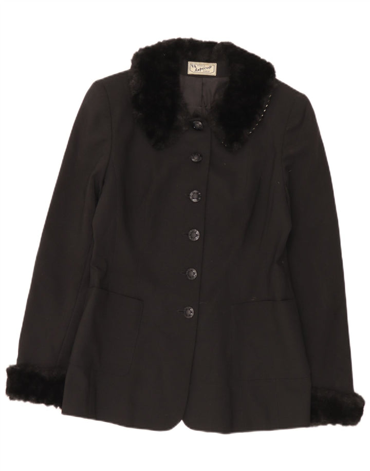 Vintage Damen 6-Knopf-Blazerjacke IT 44 Mittelschwarz