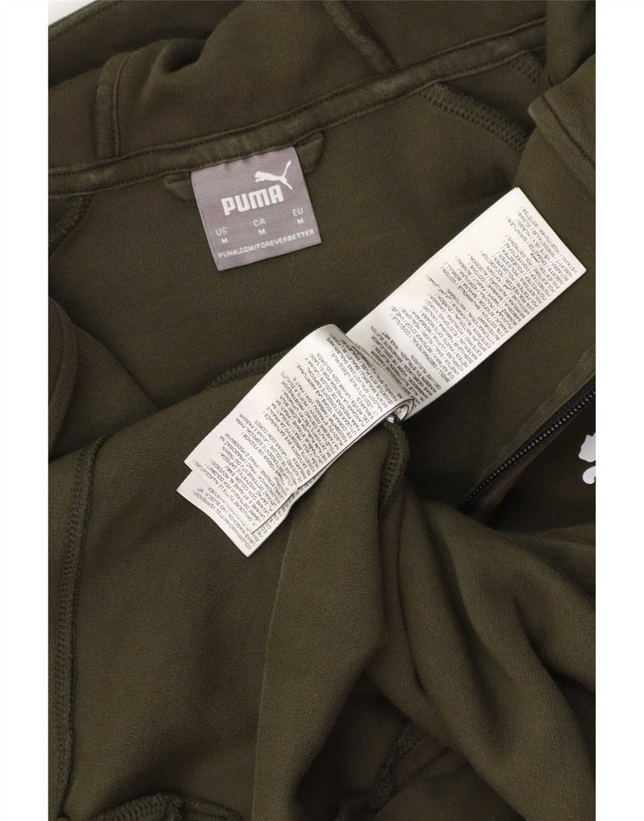 Puma Damen Zip Hoodie Pullover UK 14 Medium Khaki Baumwolle