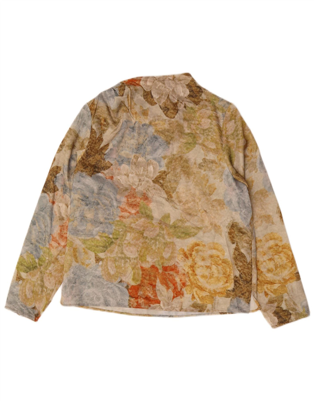 Zara Damen Top Langarm UK 10 Small Mehrfarbig Blumen Modern