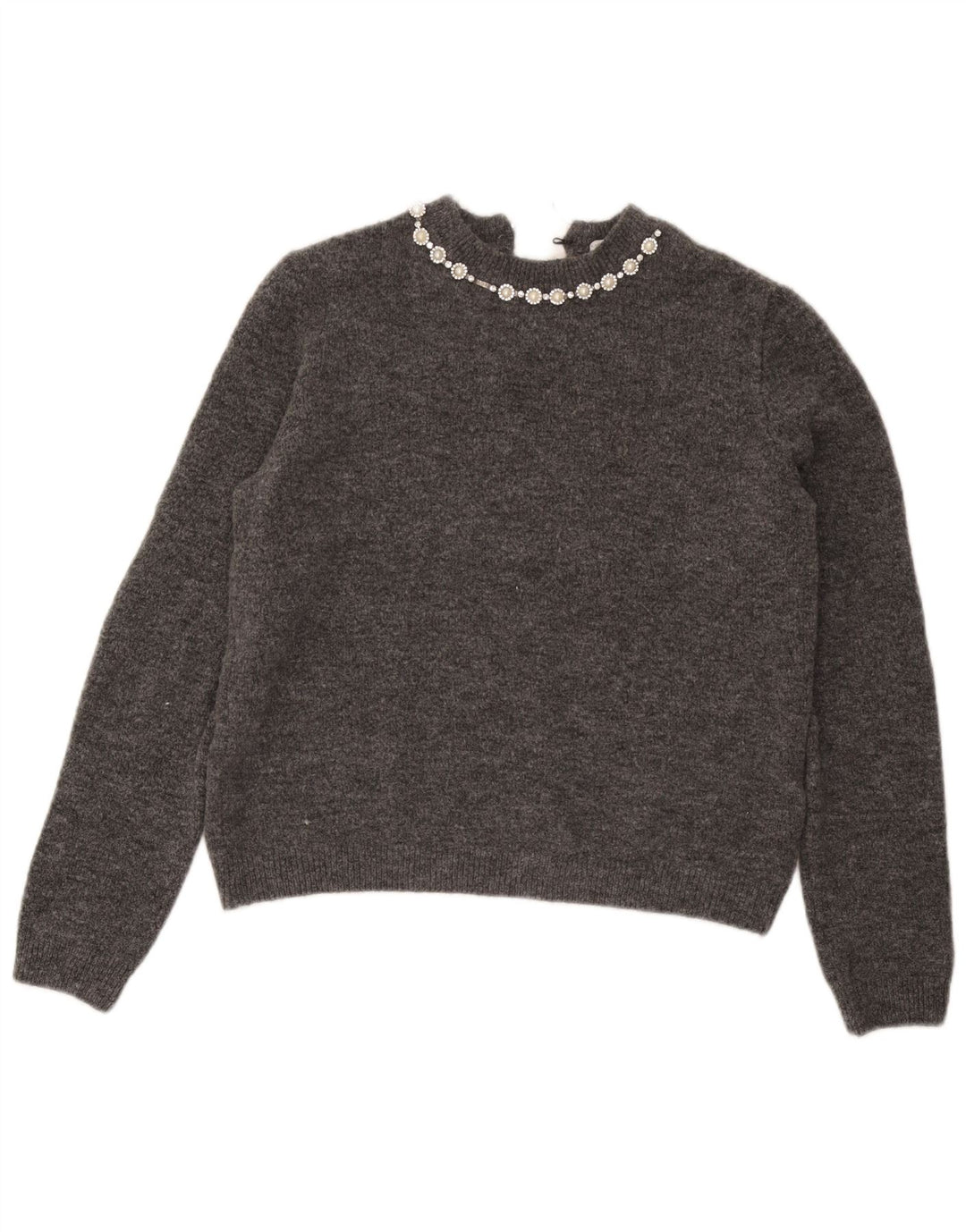 Marks & Spencer Damen-Pullover mit U-Boot-Ausschnitt, UK 14, mittelgraues Acryl