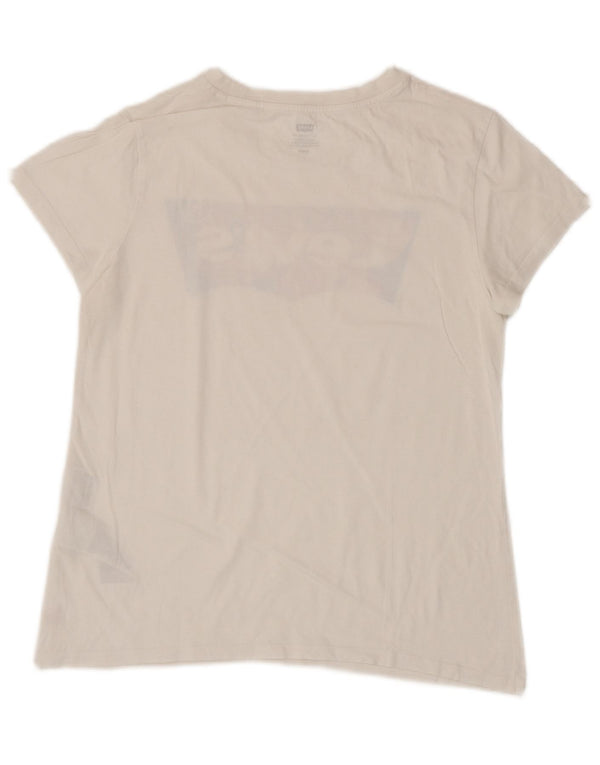 Levi's Damen-T-Shirt mit Grafik, UK 12, mittelweiße Baumwolle