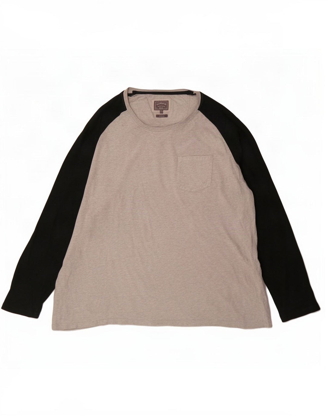 Fat Face Herren-Top, langärmelig, 2XL, Grau, Colourblock-Baumwolle