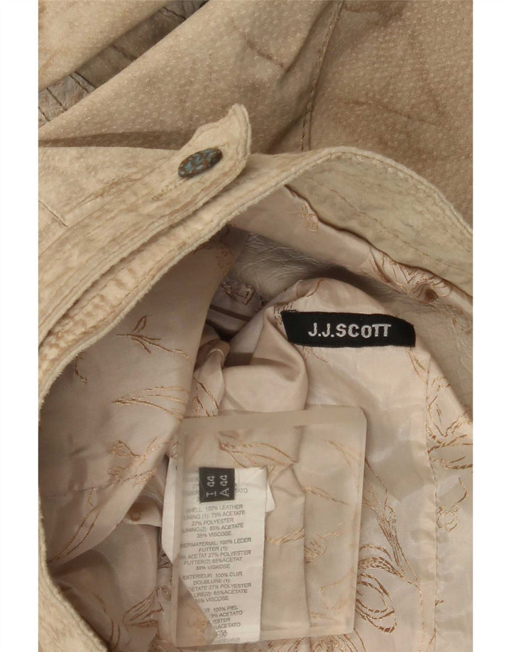 J.J.Scott Damen Crop Graphic Wildleder Bikerjacke IT 44 Mittelgraues Leder