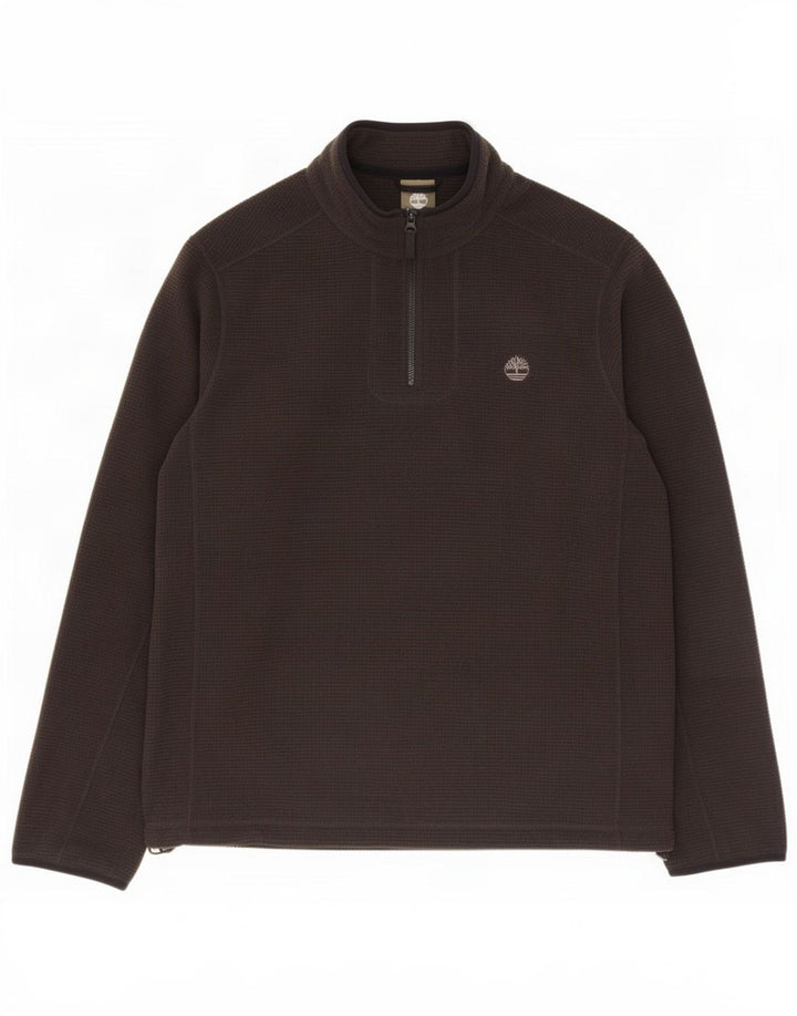 Timberland Herren-Fleecepullover mit Reißverschluss am Hals, groß, aus schwarzem Polyester