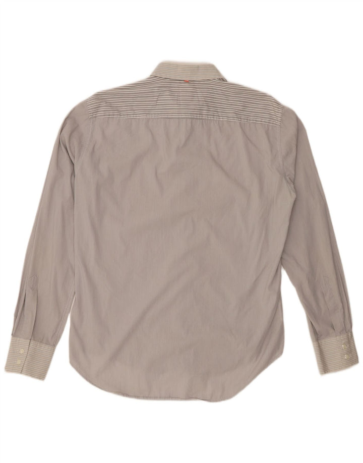 Hugo Boss Herrenhemd aus mittelgrauer, gestreifter Baumwolle