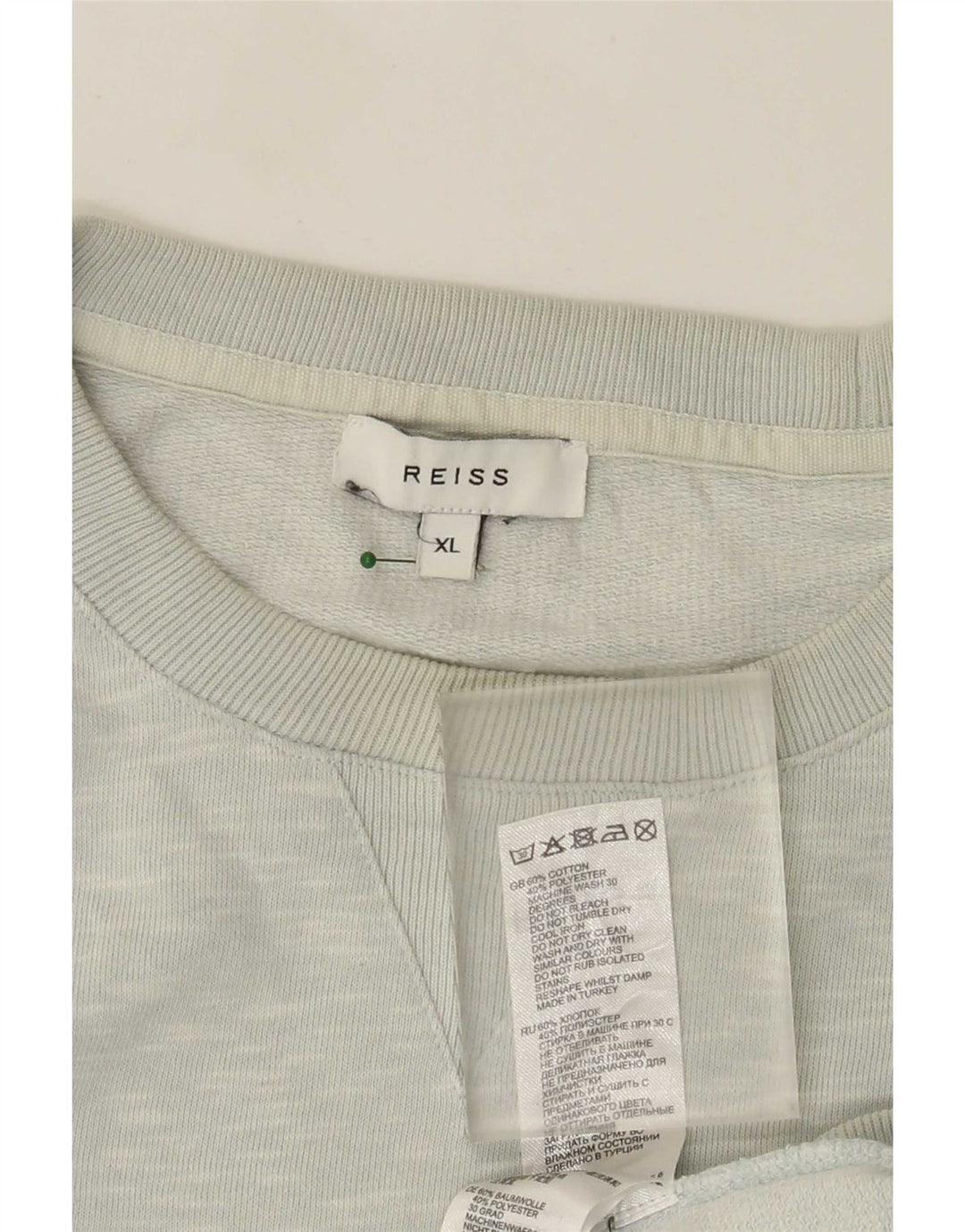 Reiss Herren-Sweatshirt-Pullover XL, grau gefleckte Baumwolle