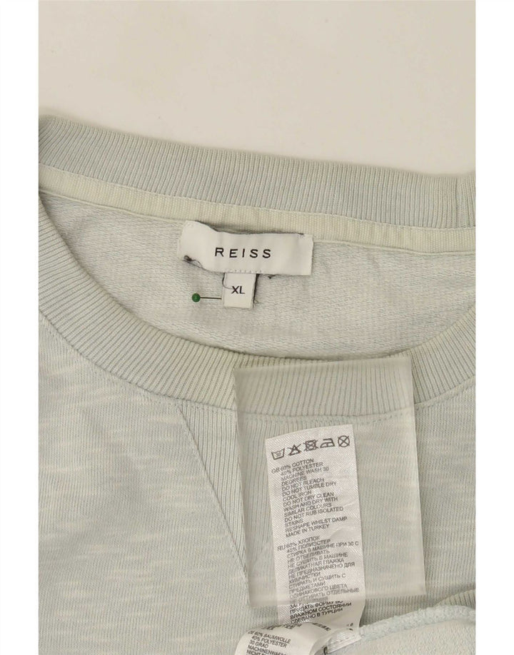 Reiss Herren-Sweatshirt-Pullover XL, grau gefleckte Baumwolle