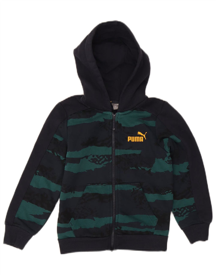 PUMA Boys Zip Hoodie Sweater 7-8 Years Navy Blue Camouflage Cotton Vintage Puma and Second-Hand Puma from Messina Hembry 