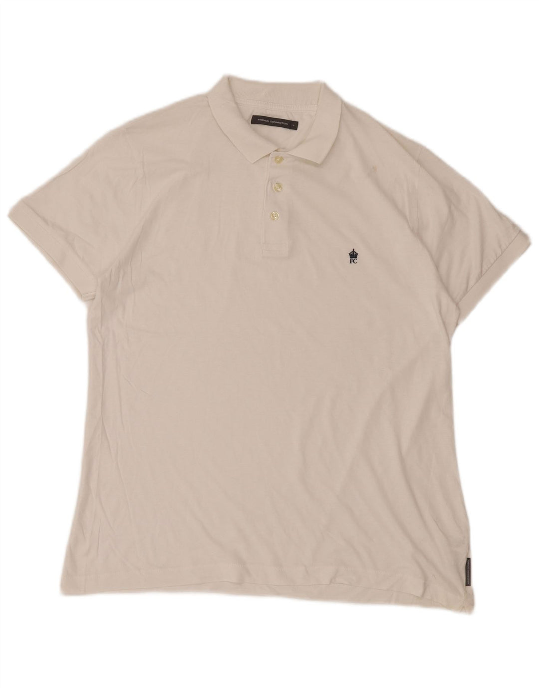 French Connection Herren-Poloshirt, groß, cremefarbene Baumwolle