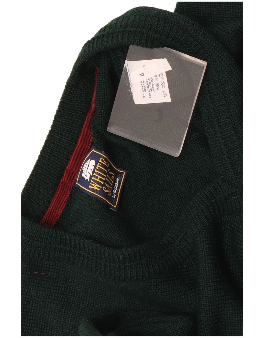 White Sails Herren-Pullover mit V-Ausschnitt, große grüne Wolle