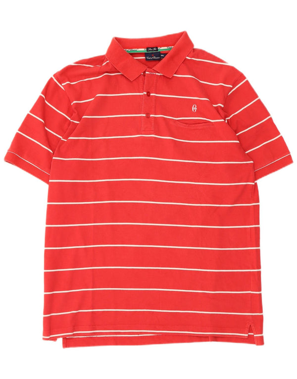 Conte of Florence Herren-Poloshirt mit schmaler Passform, 2XL, rot gestreift, Baumwolle