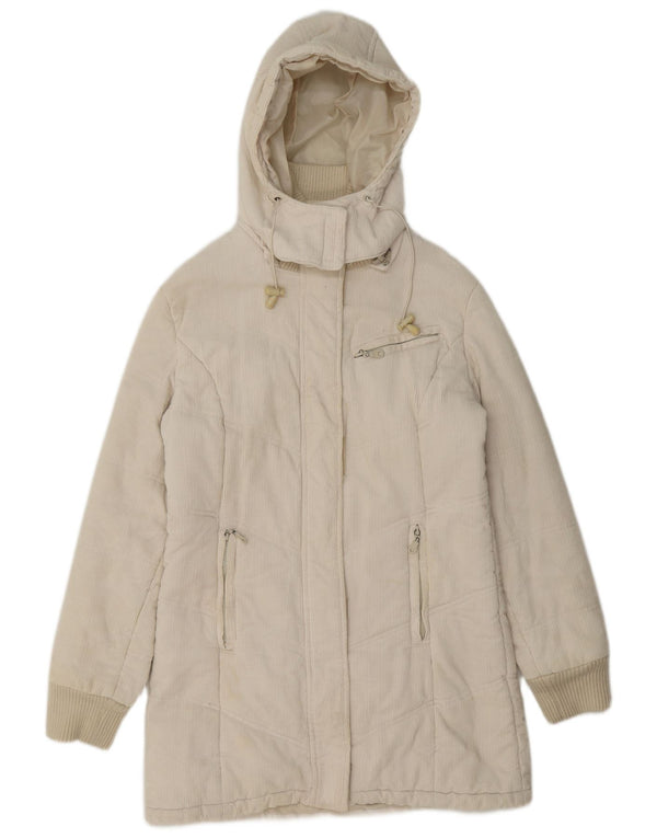 Pimkie Damen-Kapuzenmantel aus Cord, gepolstert, UK 14, mittelbeige Baumwolle