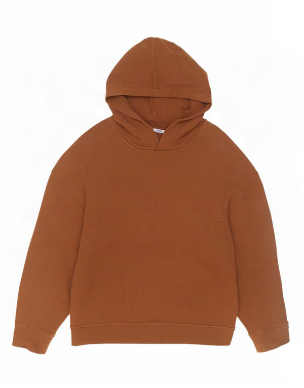 Zara Damen Crop Oversized Hoodie Pullover UK 10 Small Braune Baumwolle