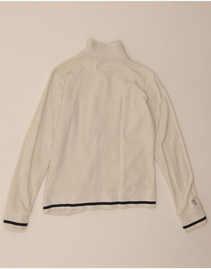 Reebok Damen-Trainingsanzug-Topjacke, UK 12, mittelweiße Baumwolle