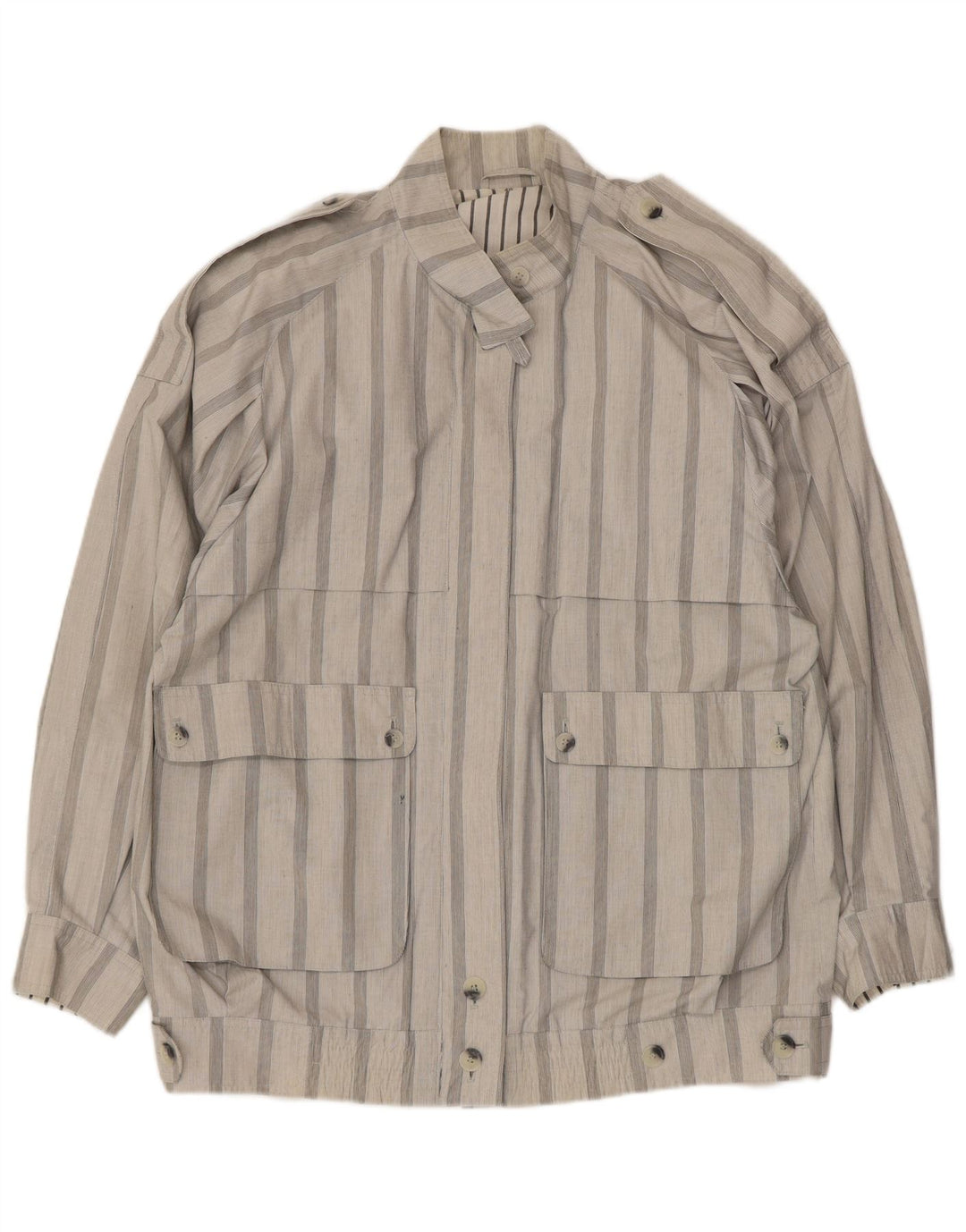 Vintage Herren Militärjacke UK 40 Großes grau gestreiftes Polyester