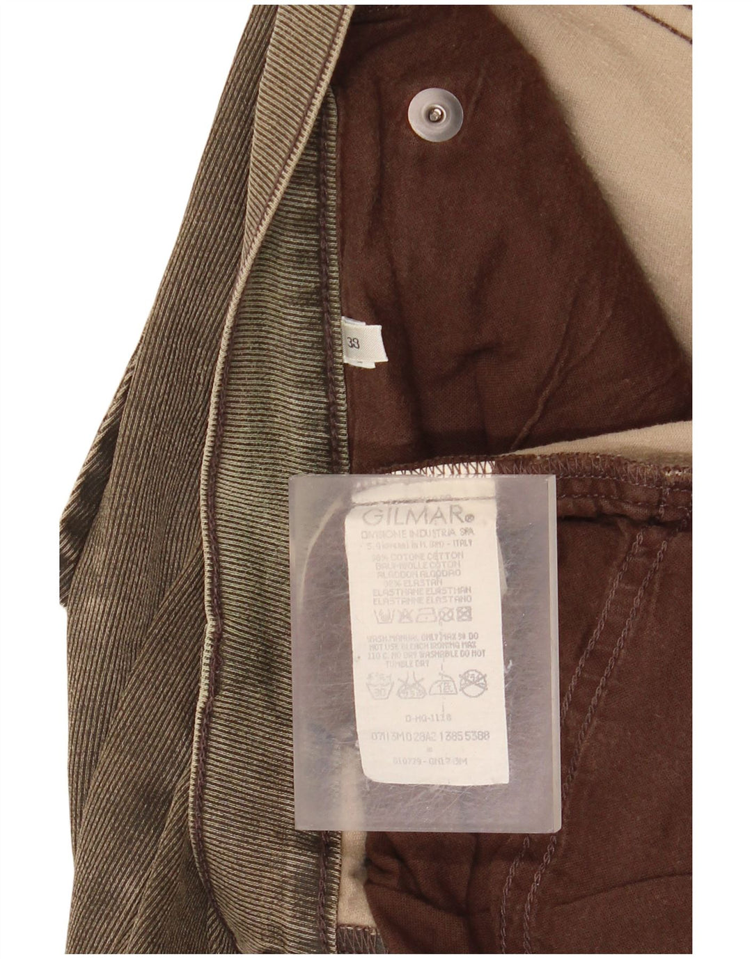 ICEBERG Herren Straight Jeans W38 L27 Khaki Baumwolle