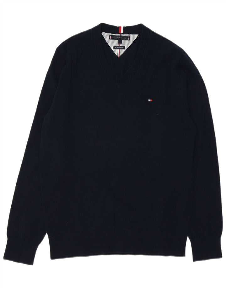 Tommy Hilfiger Herren-Pullover mit V-Ausschnitt, mittleres Marineblau