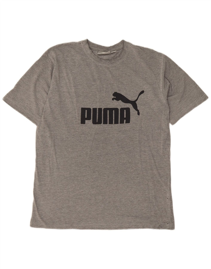 Puma Herren Grafik-T-Shirt-Oberteil, groß, grau gefleckt