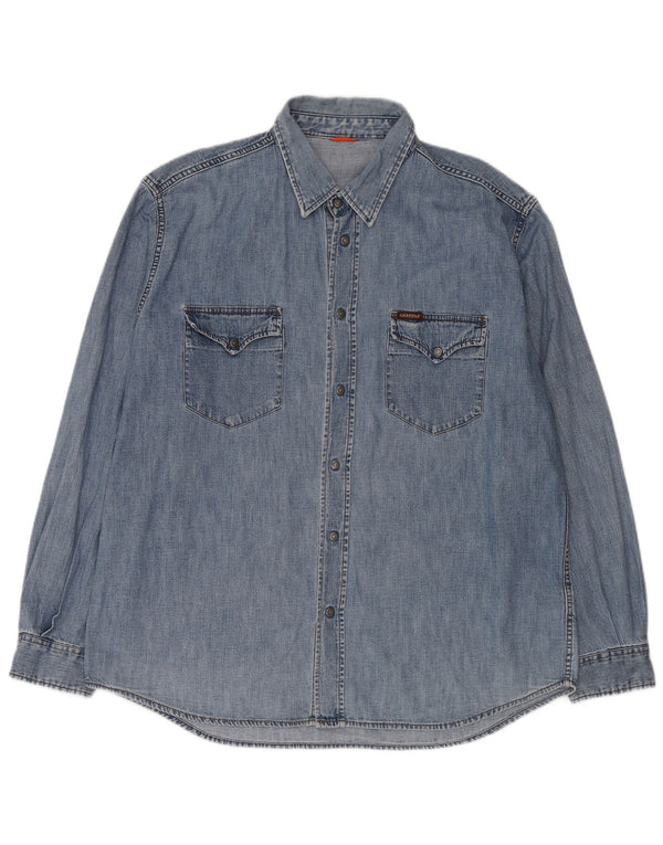 Carrera Herren Western-Jeanshemd 2XL Blau Baumwolle Klassisch