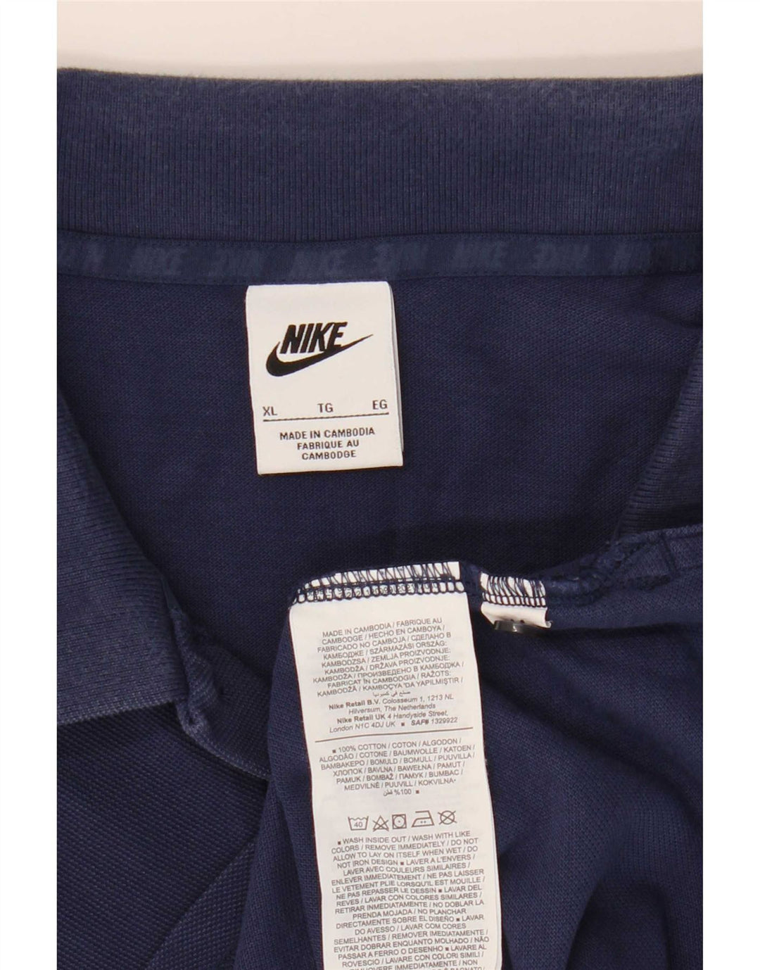 Nike Herren Poloshirt XL Marineblau Baumwolle