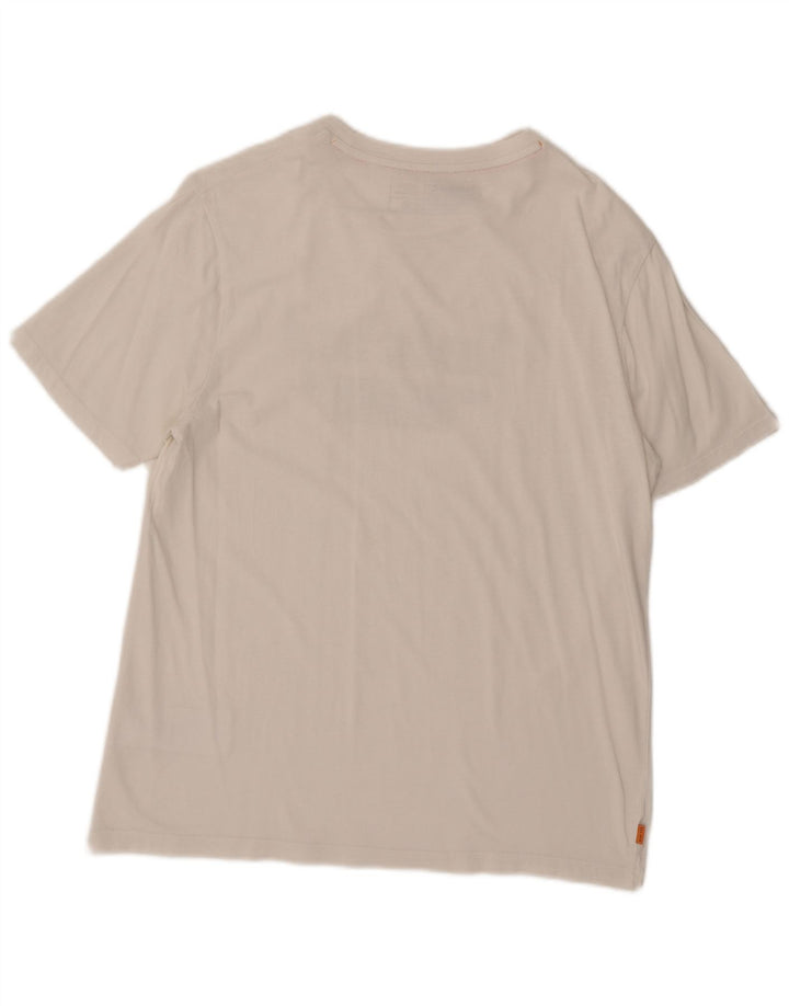 Timberland Herren Grafik-T-Shirt-Oberteil aus mittelweißer Baumwolle