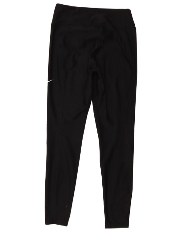 Nike Damen Dri Fit Leggings UK 14 Mittelschwarzes Polyester