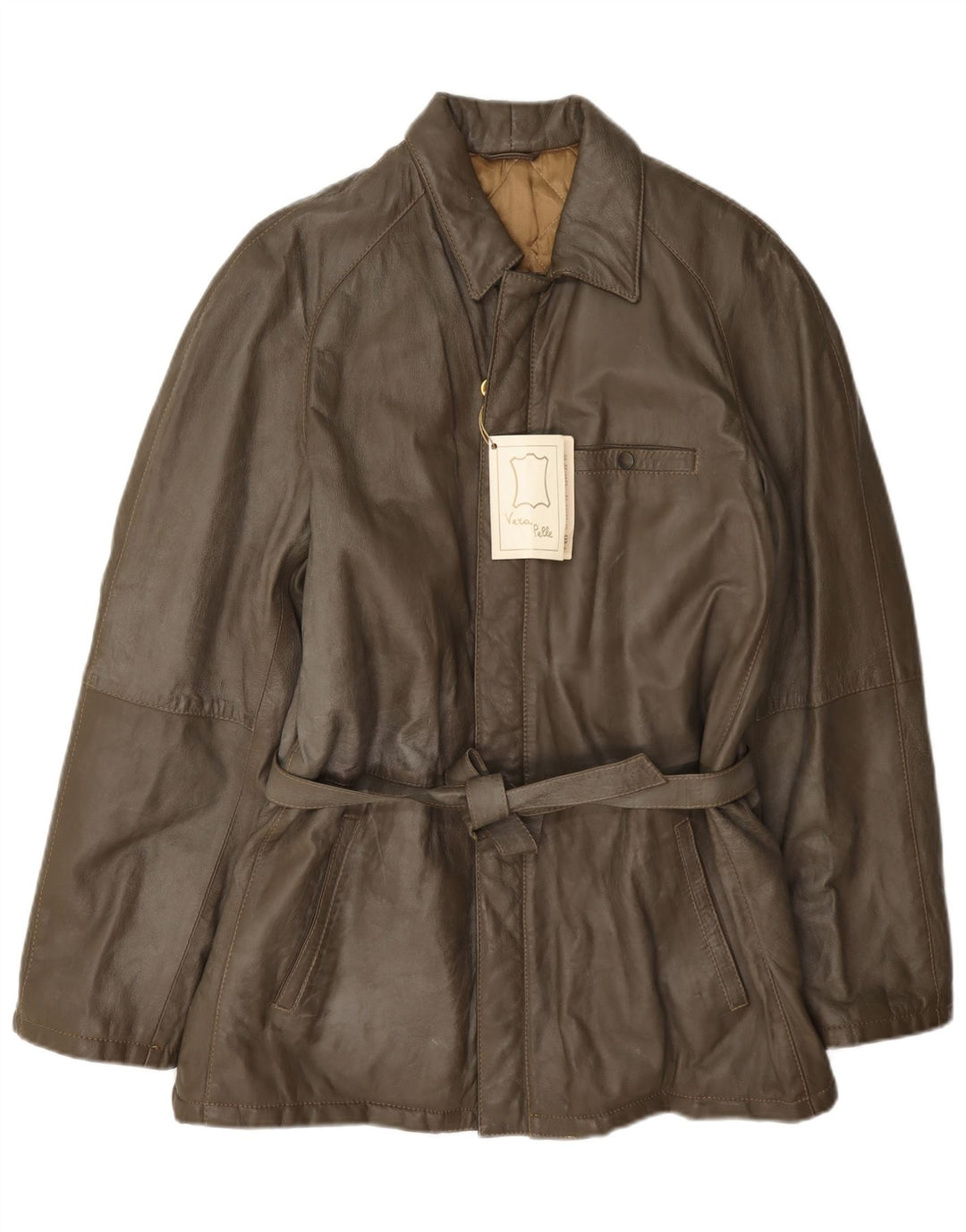 Vintage Herren Lederjacke IT 48 Medium Khaki