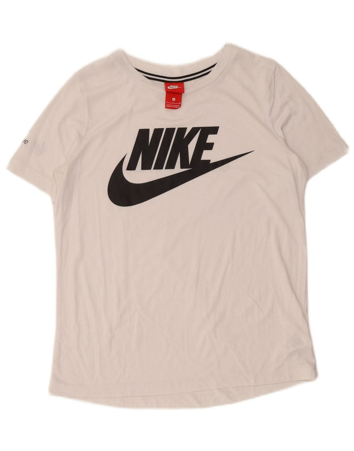 Nike Damen-T-Shirt mit Grafik, UK 10, Größe S, Weiß, Polyester
