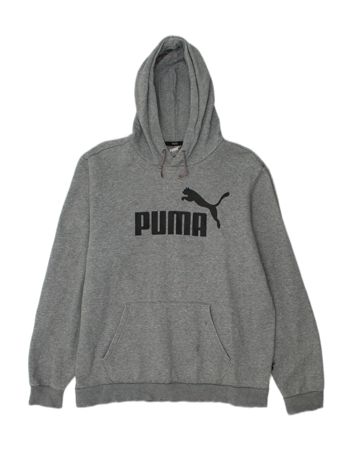 PUMA Mens Graphic Hoodie Jumper Large Grey Cotton Vintage Puma and Second-Hand Puma from Messina Hembry 
