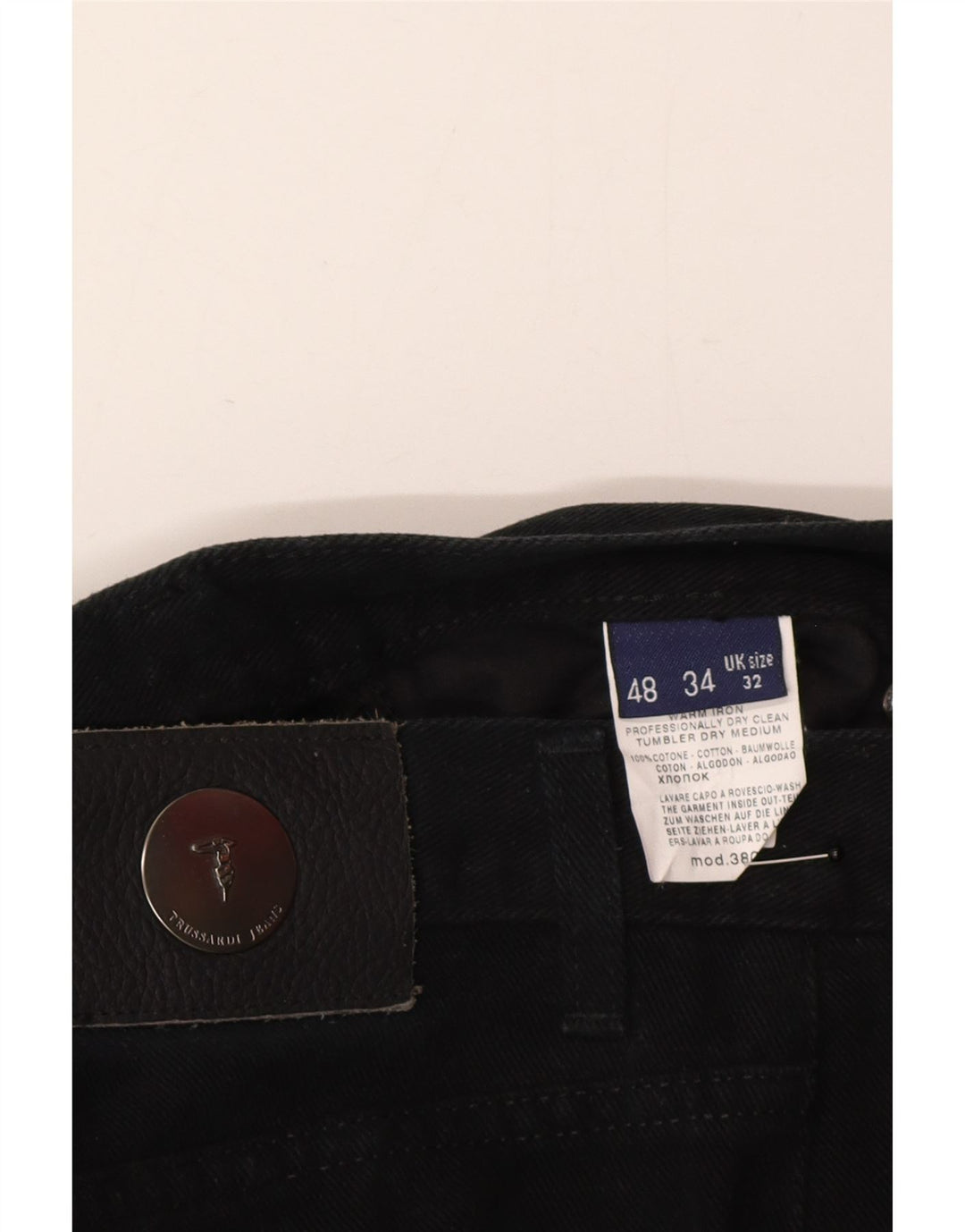 Trussardi Herren Straight Jeans IT 48 Medium W32 L30 Schwarze Baumwolle