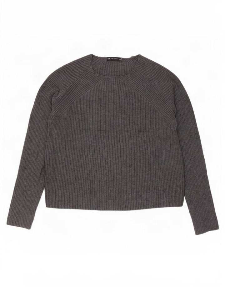 Marks & Spencer Damen-Pullover, übergroß, Rundhalsausschnitt, Gr. 10, Größe S, Grau