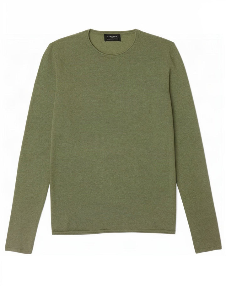 Zara Herren-Pullover mit Rundhalsausschnitt, Mittelgrün