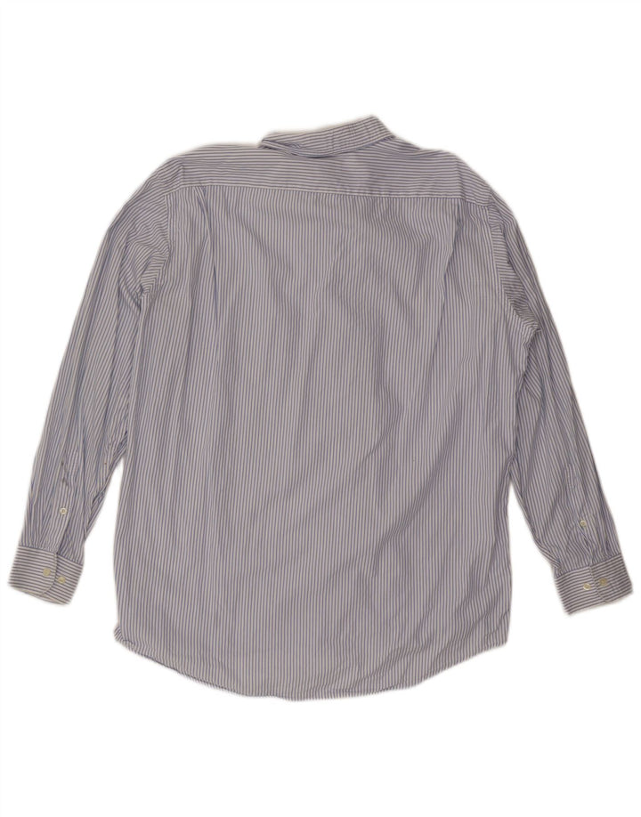 LACOSTE Herrenhemd, Größe 42, große blaue Nadelstreifen-Baumwolle