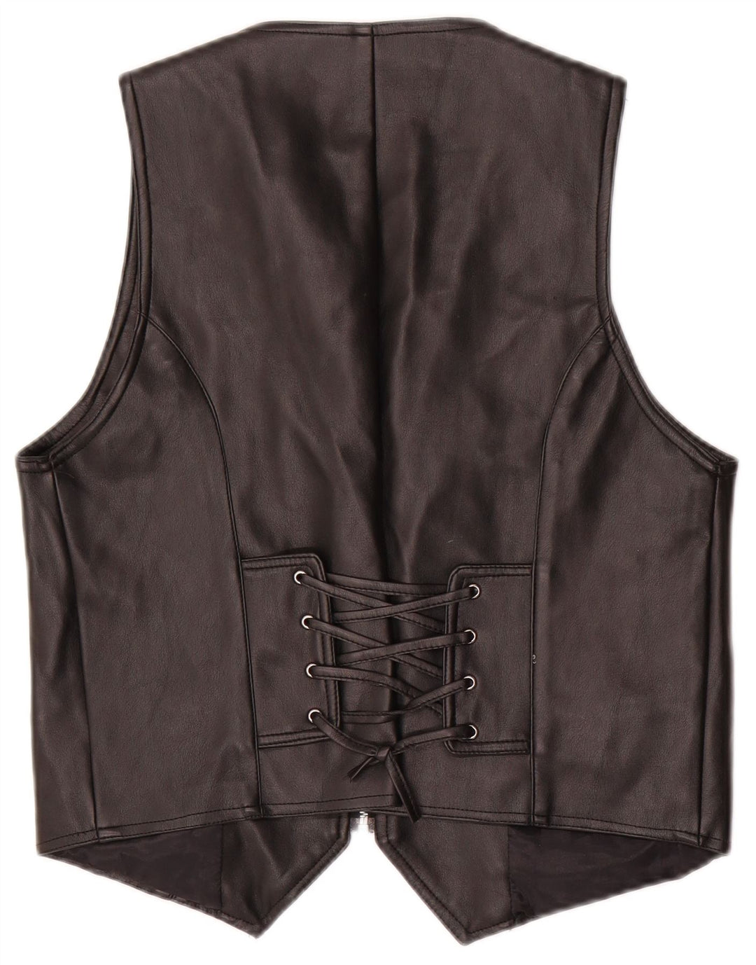 Vintage Damen Lederweste UK 20 2XL Schwarz