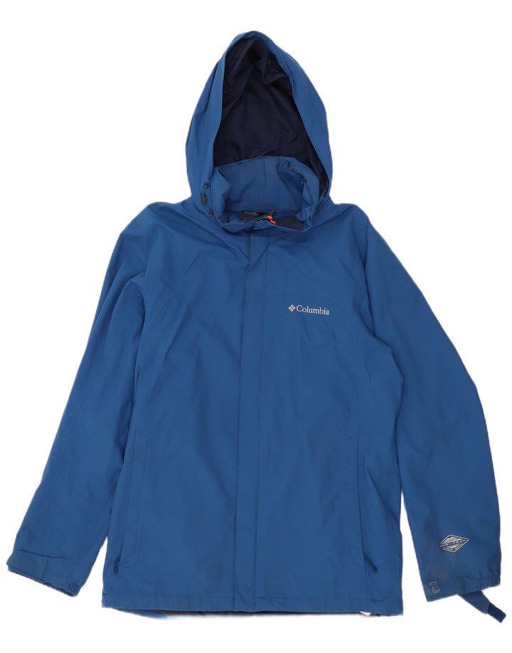 Columbia Herren Omni-Tech Kapuzen-Regenjacke UK 38 Mittelblaues Nylon