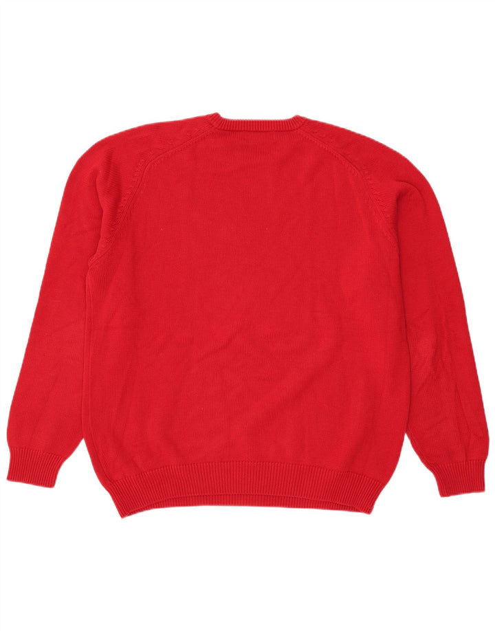 Peter Fitch Herren-Pullover mit Rundhalsausschnitt, groß, aus roter Baumwolle