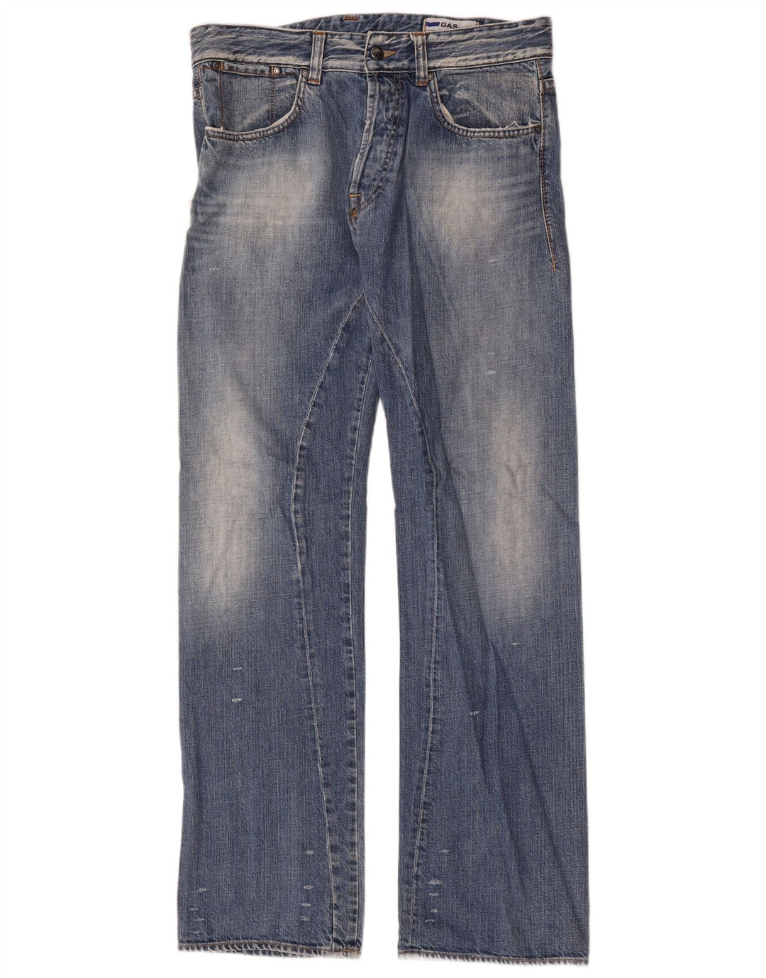 Gas Herren Straight Jeans W34 L34 Blaue Baumwolle