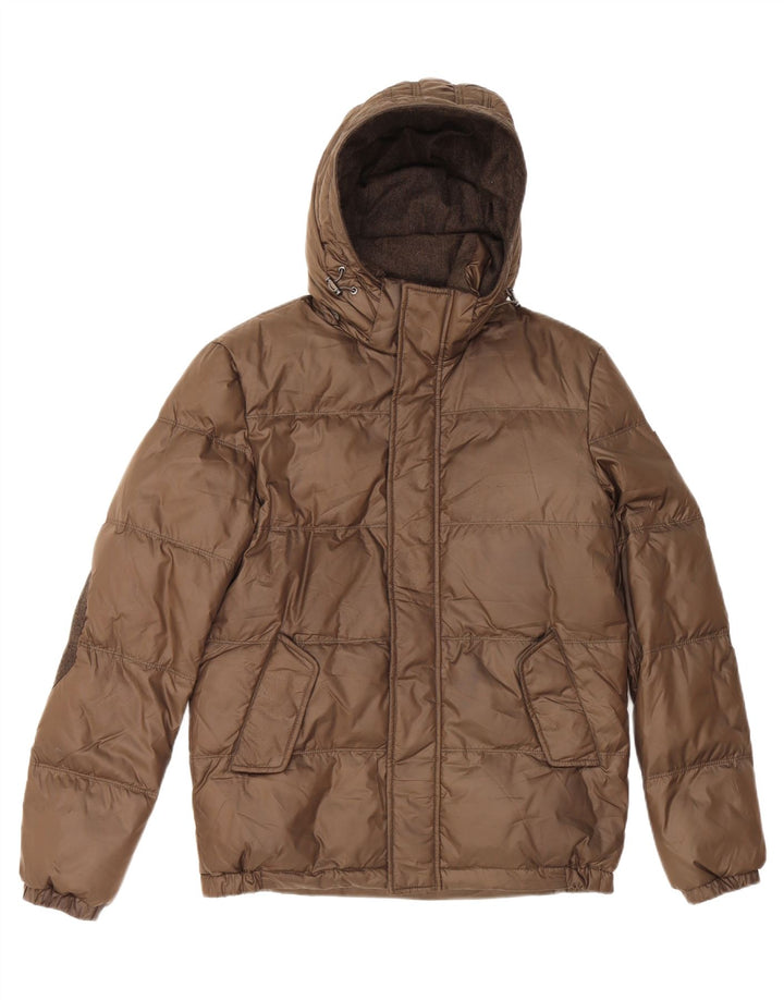 Guess Wattierte Herrenjacke mit Kapuze, UK 34, XS, Braun, Polyester