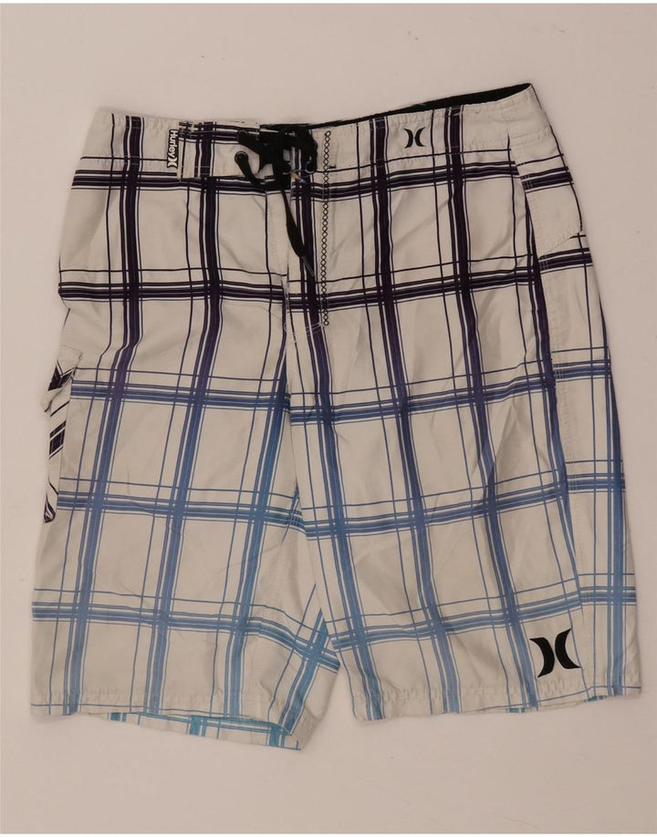 HURLEY Herren-Badeshorts, mittelweiß, kariert