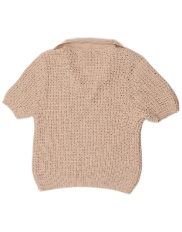Topshop Damen-Pullover, kurzärmelig, Polokragen, Gr. 10, Größe S, gebrochenes Weiß