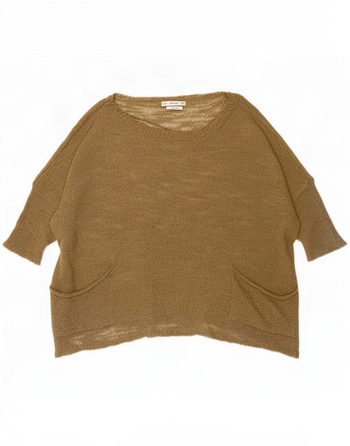 Zara Damen-Oversize-Blusenoberteil, Gr. 10, Small Khaki