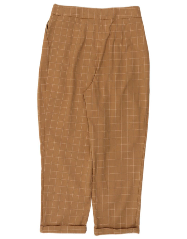 Topshop Damen-PEGged-Cropped-Hose UK 10 Small W28 L24 Beige kariert