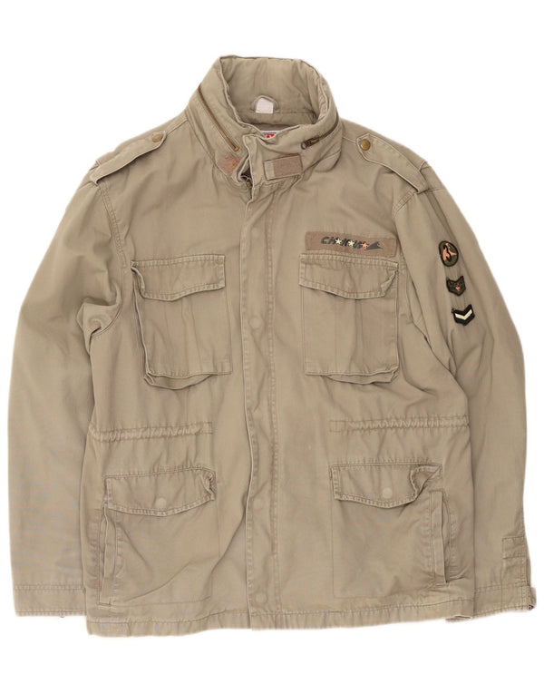 Rainbow Herren-Militärjacke mit Kapuze, UK 34, XS, Khaki, Baumwolle