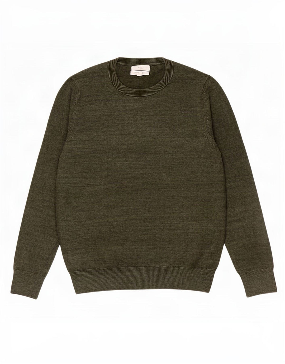 Marks & Spencer Herren-Pullover mit Rundhalsausschnitt, Größe S, Khaki, gefleckte Baumwolle