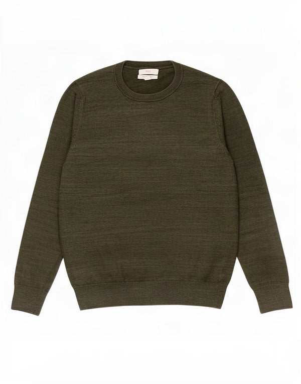 Marks & Spencer Mens Crew Neck Jumper Sweater Small Khaki Flecked Cotton