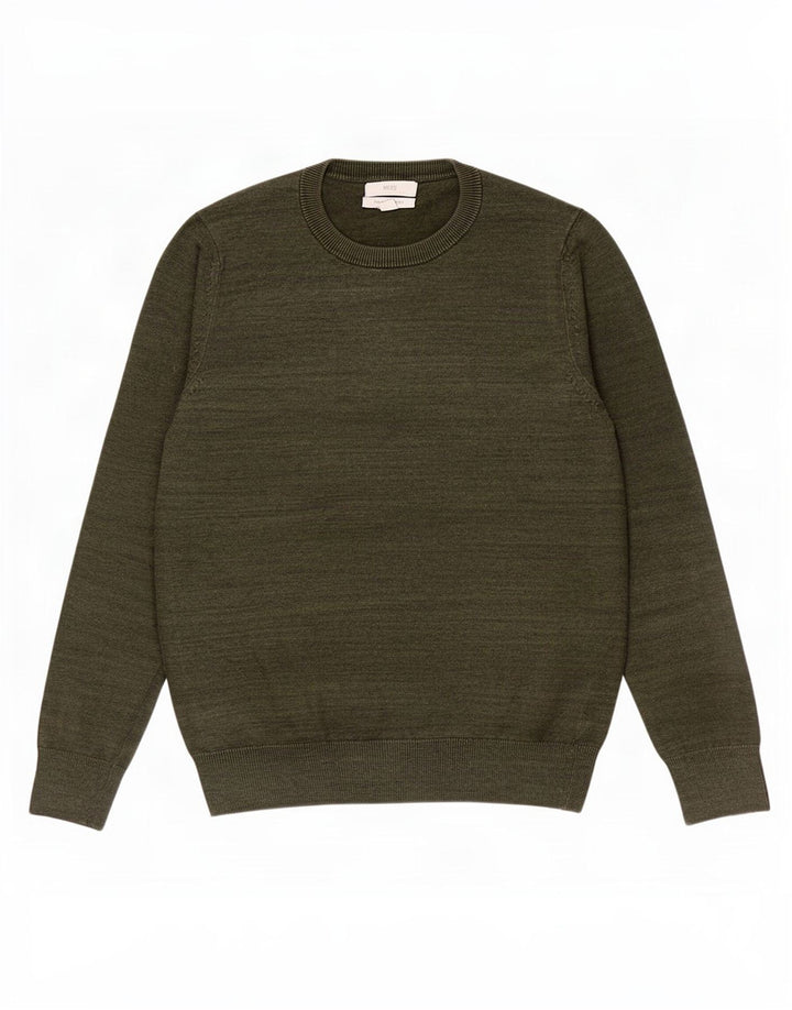 Marks & Spencer Herren-Pullover mit Rundhalsausschnitt, Größe S, Khaki, gefleckte Baumwolle
